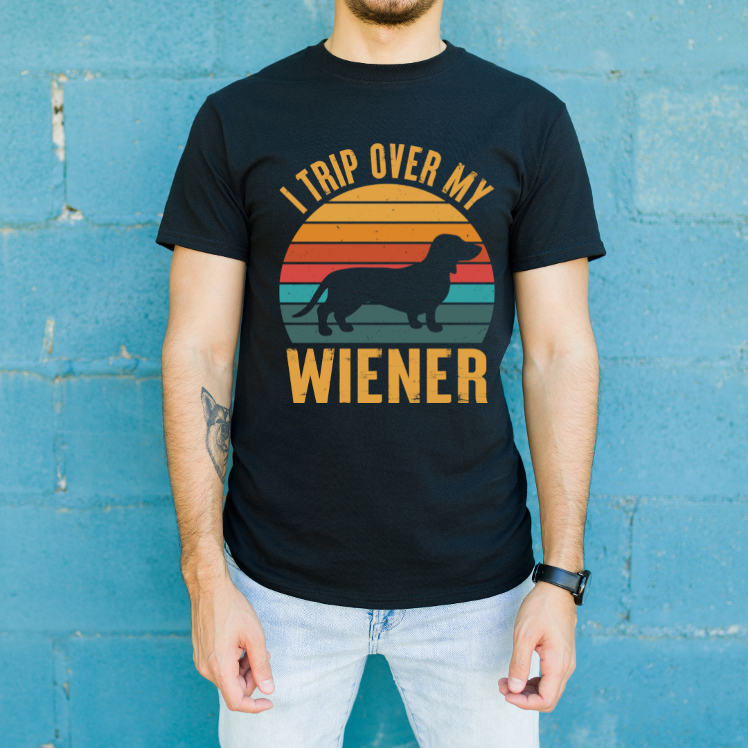 “I Trip Over My Wiener” Unisex Dachshund T-Shirt
